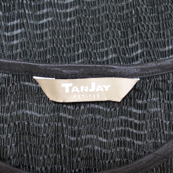 TanJay | Women' Sheer Black Shirt Size Petite Small | Essentials by Tan Jay Top - Picture 3 of 8